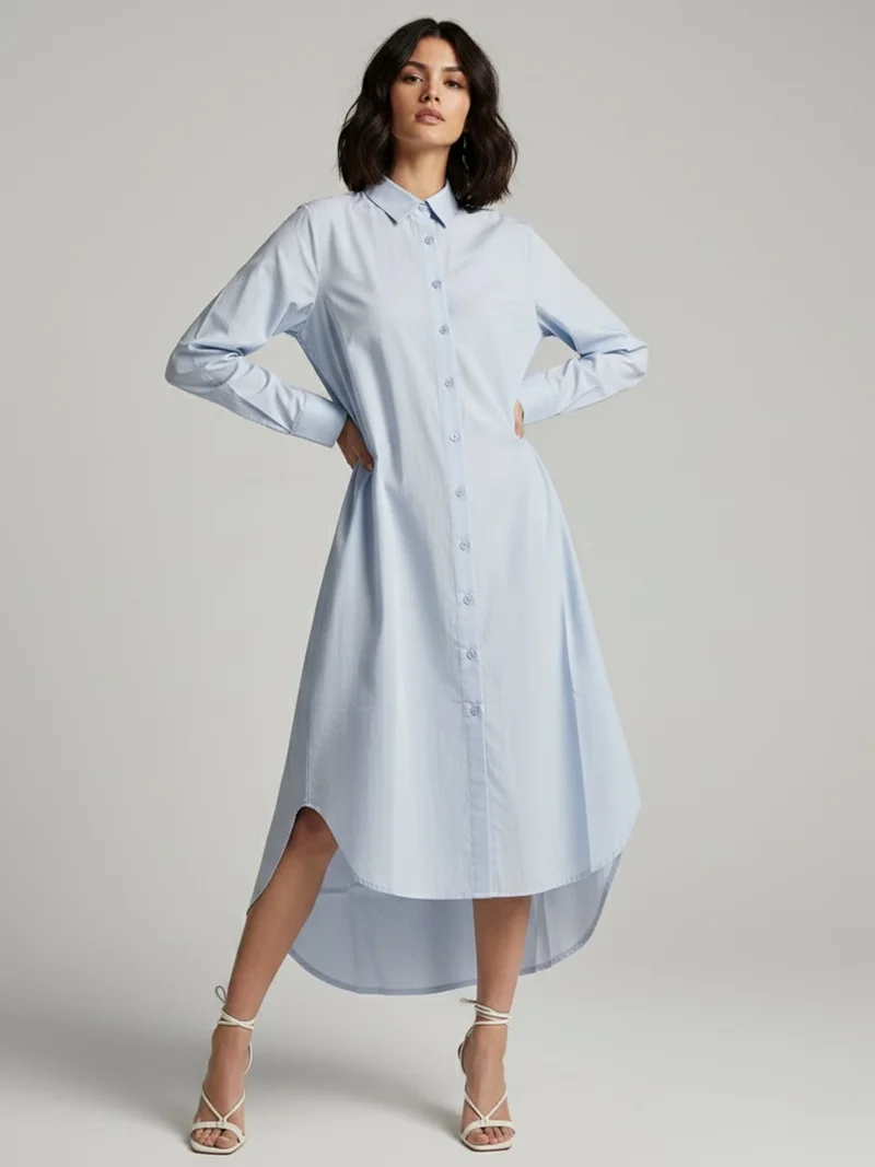 أوجيدر فستان ماكسي أزرق بقصة مستقيمة